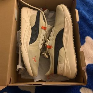 Lightly used Puma Future Street Plus/ Pristine Black- Cherry Tomato